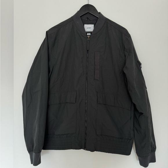 Old Navy Water Resistant Nylon Bomber Jacket in Grey - Picture 3 of 5